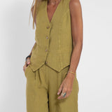 Aira - Ensemble Gilet Met Knopen & Brede Broek