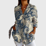 Lichte en kleurrijke gedessineerde blouse