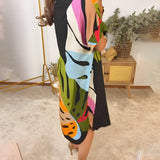 Rianna - Jurk met Abstracte Print