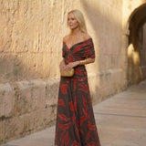 Poppy | Elegante Jurk met Bladerenpatroon