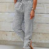 Raquelle - Casual Gestreepte Broek