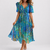 SAPHIR | MIDILANGE BLAUWE LUCHTIGE JURK