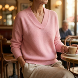 Faye | Zachte V-hals Trui in Relaxed Fit