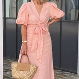 LYNORA | ELEGANTE MIDI JURK MET V-HALS