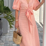 LYNORA | ELEGANTE MIDI JURK MET V-HALS