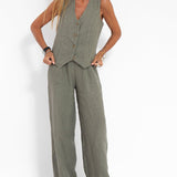 Aira - Ensemble Gilet Met Knopen & Brede Broek