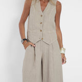 Aira - Ensemble Gilet Met Knopen & Brede Broek