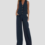 Aira - Ensemble Gilet Met Knopen & Brede Broek
