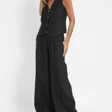 Aira - Ensemble Gilet Met Knopen & Brede Broek