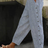 Linaya - Gestreepte Broek met Knopen