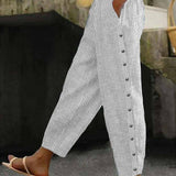 Linaya - Gestreepte Broek met Knopen