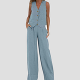 Aira - Ensemble Gilet Met Knopen & Brede Broek