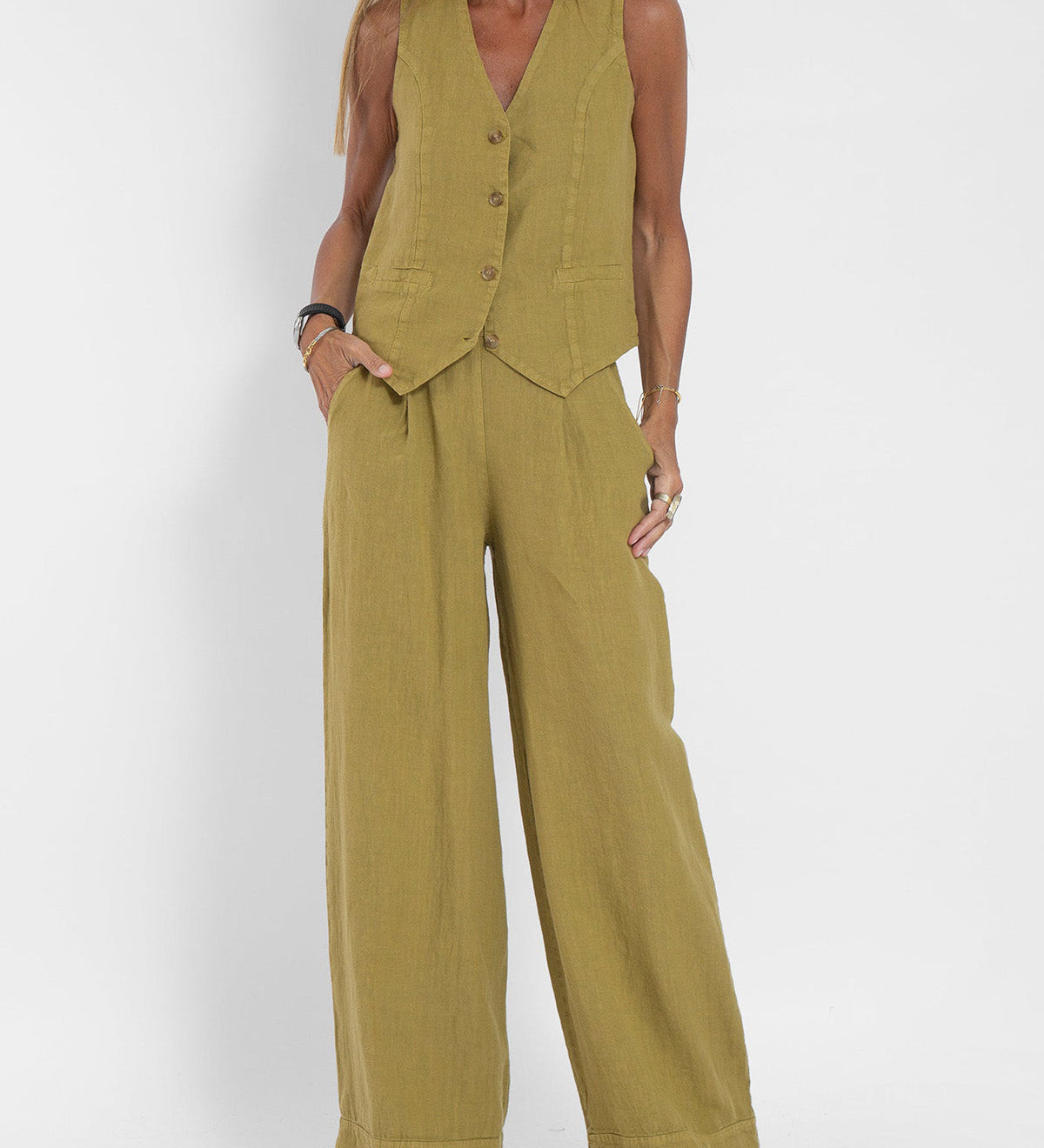Aira - Ensemble Gilet Met Knopen & Brede Broek