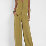 Aira - Ensemble Gilet Met Knopen & Brede Broek